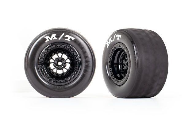 Traxxas 9475 Rear Gloss Black Weld Wheels and MT Tires for Drag Slash 2 Pack