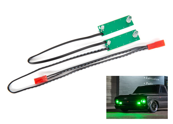 Traxxas 9496G Front Green LED Light Set with Power Harness for Drag Slash