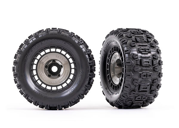 Traxxas 9572 Black/Gray 3.8" Wheels with Sledgehammer® Tires 2 Pack