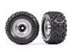 Traxxas 9572X Satin Chrome 3.8" Wheels with Sledgehammer® Tires 2 Pack