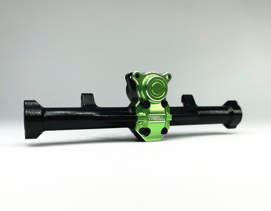 Treal Hobby (B07GKZTFJR) Black Aluminum Rear Axle Housing with Green Differential Cover for SCX24