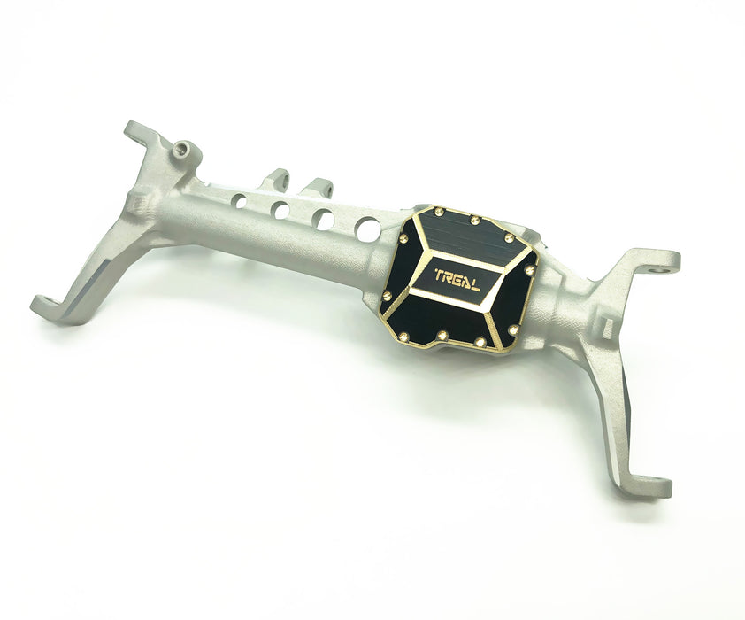 Treal Hobby (B07GND8K6W) Silver/Clear Front Axle Housing with Brass Differential Cover for SCX10iii