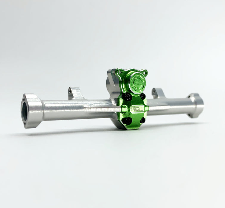 Treal Hobby (B07K838JDC) Silver Aluminum Rear Axle Housing with Green Differential Cover for SCX24