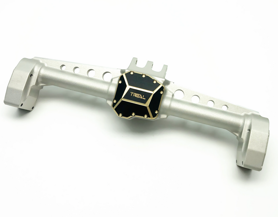 Treal Hobby B07KLT93BW Clear Rear Axle Housing with Black Diff Cover SCX10iii