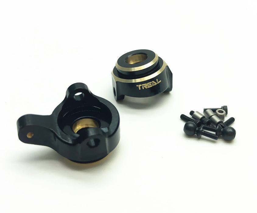 Treal Hobby (X002MHU5DR) Black Brass Front Steering Knuckles for SCX24