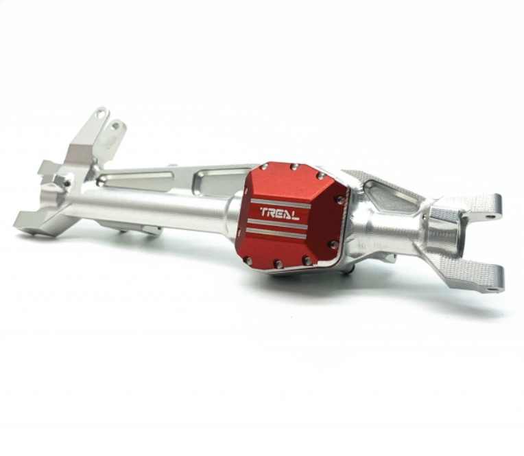 Treal Hobby (X002MJ57N3) Silver/Clear Aluminum Front AR45 Axle Housing with Red Diff Cover SCX10iii