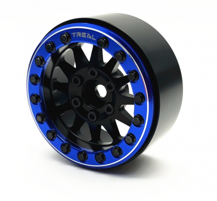 Treal Hobby (X002P1C781) 1.9" Alloy Beadlock Wheels Black with Blue Ring (4 Pack)