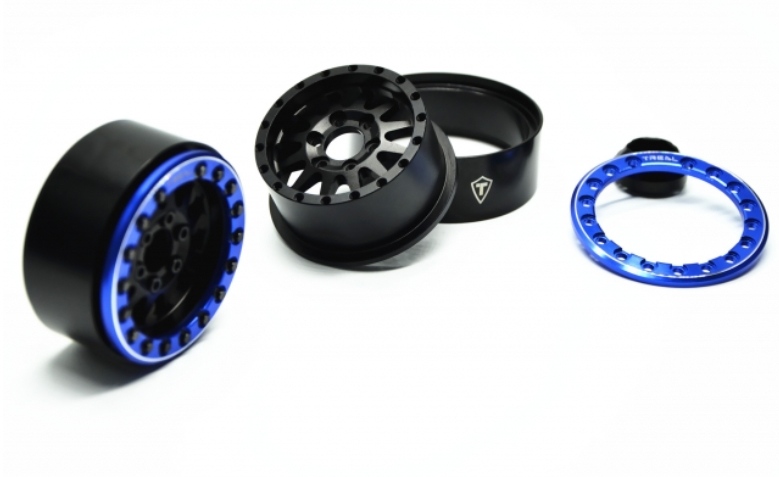Treal Hobby (X002P1C781) 1.9" Alloy Beadlock Wheels Black with Blue Ring (4 Pack)