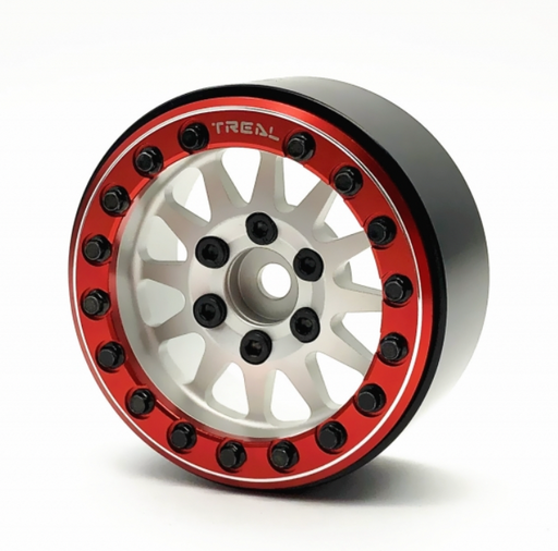 Treal Hobby (X002P1C78L) 1.9" Alloy Beadlock Wheels Silver with Red Ring (4 Pack)