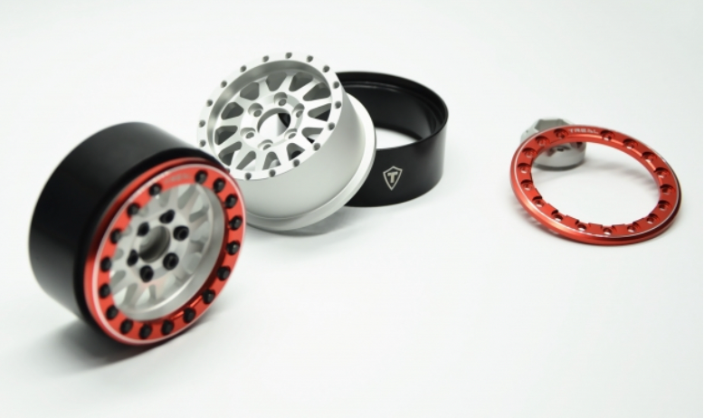 Treal Hobby (X002P1C78L) 1.9" Alloy Beadlock Wheels Silver with Red Ring (4 Pack)