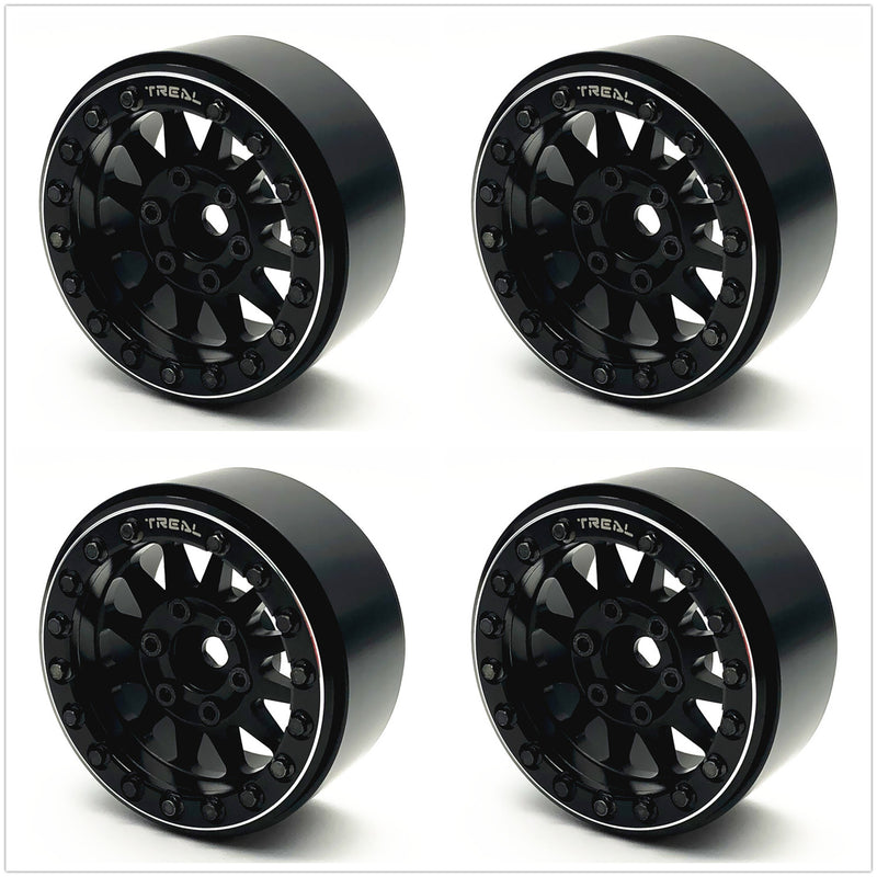 Treal Hobby (X002P1ELUD) 1.9" Alloy Beadlock Wheels Black with Black Ring (4 Pack)