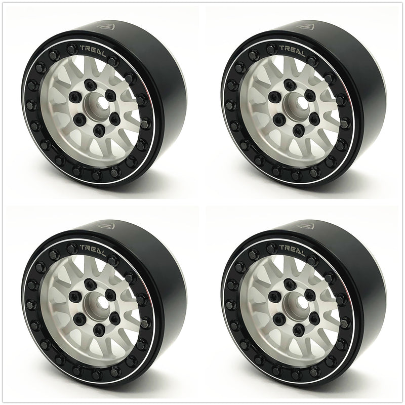Treal Hobby (X002P1EOMN) 1.9" Alloy Beadlock Wheels Silver with Black Ring (4 Pack)