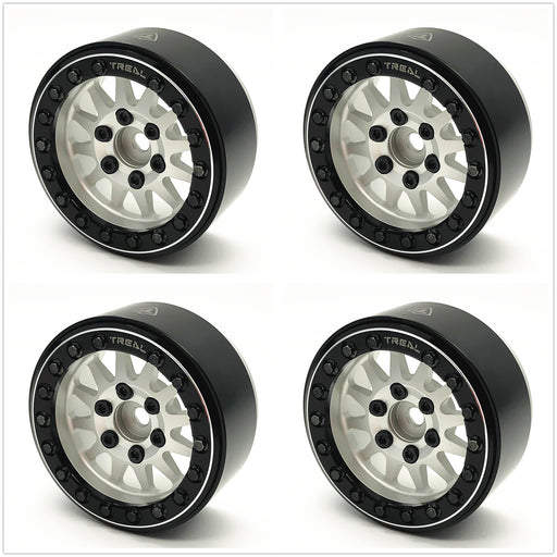 Treal Hobby (X002P1EOMN) 1.9" Alloy Beadlock Wheels Silver with Black Ring (4 Pack)