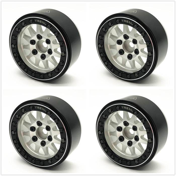 Treal Hobby (X002P1EOMN) 1.9" Alloy Beadlock Wheels Silver with Black Ring (4 Pack)