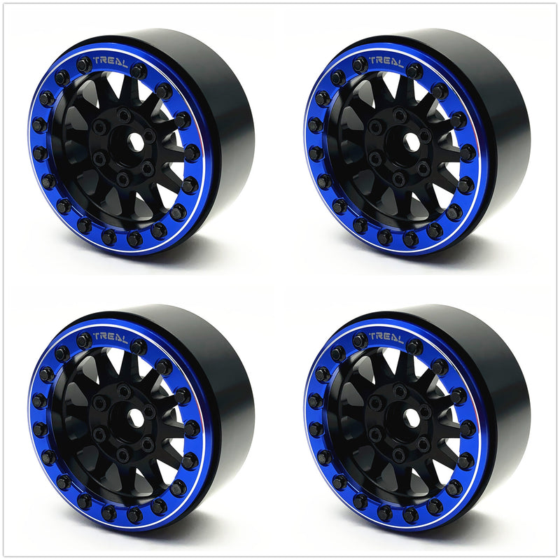 Treal Hobby (X002P1C781) 1.9" Alloy Beadlock Wheels Black with Blue Ring (4 Pack)