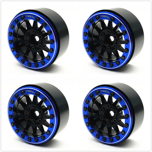 Treal Hobby (X002P1C781) 1.9" Alloy Beadlock Wheels Black with Blue Ring (4 Pack)