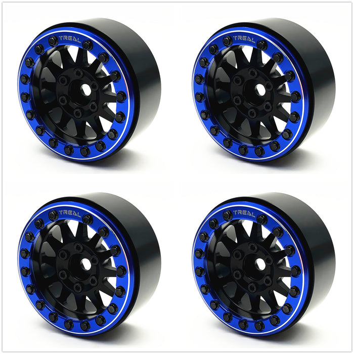 Treal Hobby (X002P1C781) 1.9" Alloy Beadlock Wheels Black with Blue Ring (4 Pack)