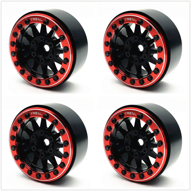 Treal Hobby (X002P1EOW1) 1.9" Alloy Beadlock Wheels Black with Red Ring (4 Pack)