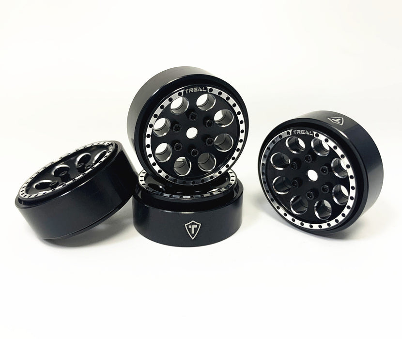 Treal Hobby (X002P92JZ9) Black Aluminum 1.0"  Beadlock Wheels for SCX24 and 1/24 Crawlers 4 Pack