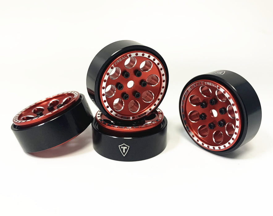 Treal Hobby (X002P92JZJ) Red Aluminum 1.0" Beadlock Wheels for SCX24 and 1/24 Crawlers 4 Pack