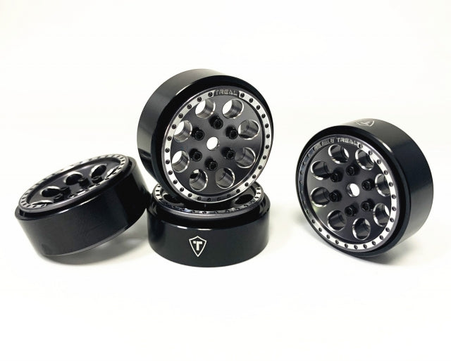 Treal Hobby (X002P92OBX) Gray Aluminum 1.0"  Beadlock Wheels for SCX24 and 1/24 Crawlers 4 Pack
