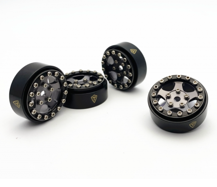 Treal Hobby (X002R9NVHH) Black & Gray B Type 1.0" (22.4g Brass) Wheels for SCX24