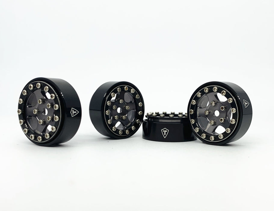 Treal Hobby (X002R9NVHR) Black & Gray B Type 1.0" (11.6g Aluminum) Wheels for SCX24