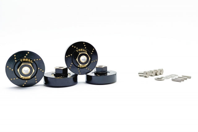 Treal Hobby (X002RZTQ0R) Black Brass +5mm Extended Wheel Hubs for SCX24