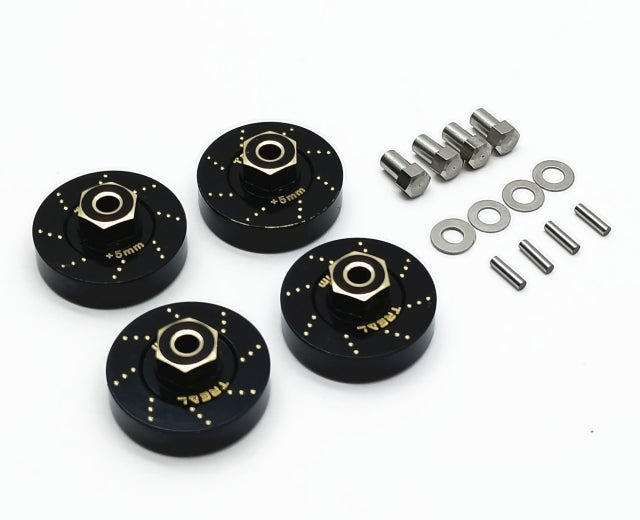 Treal Hobby (X002RZTQ0R) Black Brass +5mm Extended Wheel Hubs for SCX24