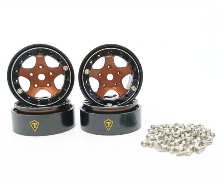 Treal Hobby (X002XB2X1T) Black & Bronze B Type 1.0" (22.4g Brass) Wheels for SCX24