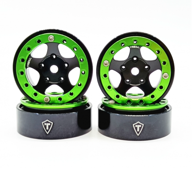 Treal Hobby (X002XYQZTR) Black & Green B Type 1.0" (11.6g Aluminum) Wheels for SCX24
