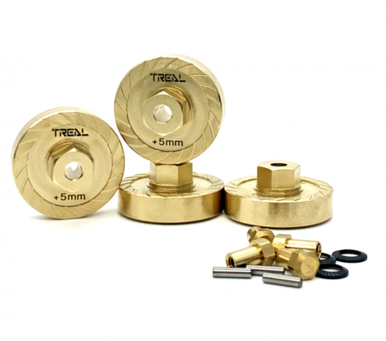 Treal Hobby (X002YT06MN) Raw Brass (Gold) +5mm Extended Wheel Hubs for SCX24