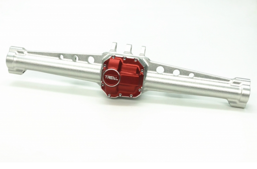 Treal Hobby X002ZI6K2N Silver Rear Axle Housing with Red Diff Cover SCX10ii