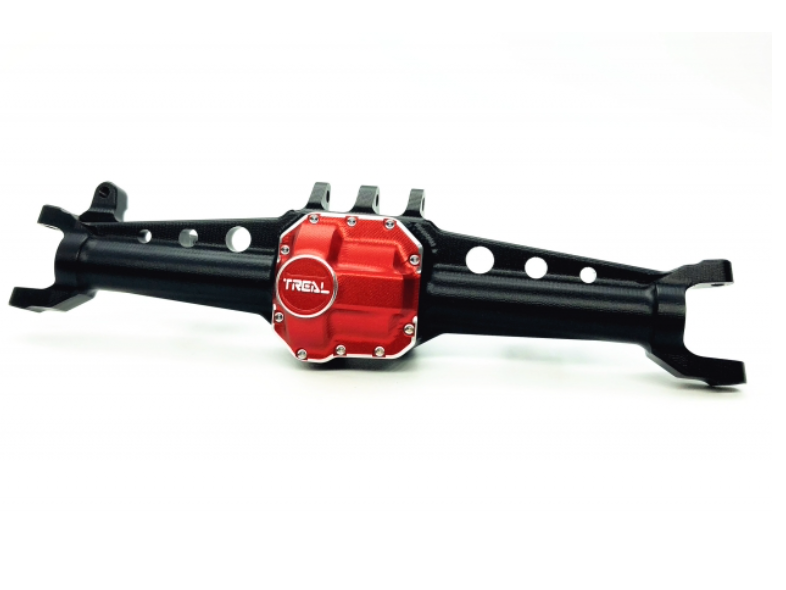 Treal Hobby X002ZI7B2B Black Front Axle Housing with Red Diff Cover SCX10ii