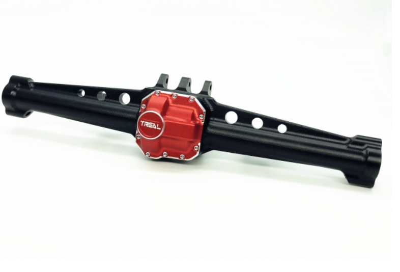 Treal Hobby X002ZIFTH5 Black Rear Axle Housing with Red Diff Cover SCX10ii