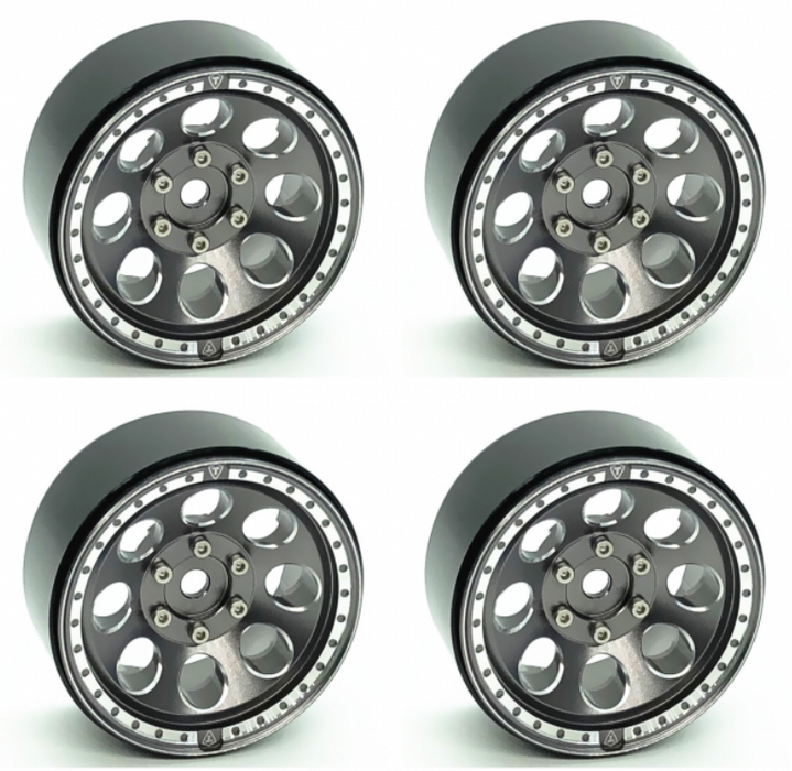 Treal Hobby (X0030DL8WJ) 1.9" Gray Beadlock Wheels Type F 8 Hole Set of 4