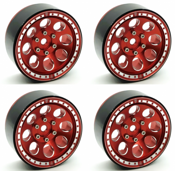 Treal Hobby (X0030DL8WT) 1.9" Red Beadlock Wheels Type F 8 Hole Set of 4