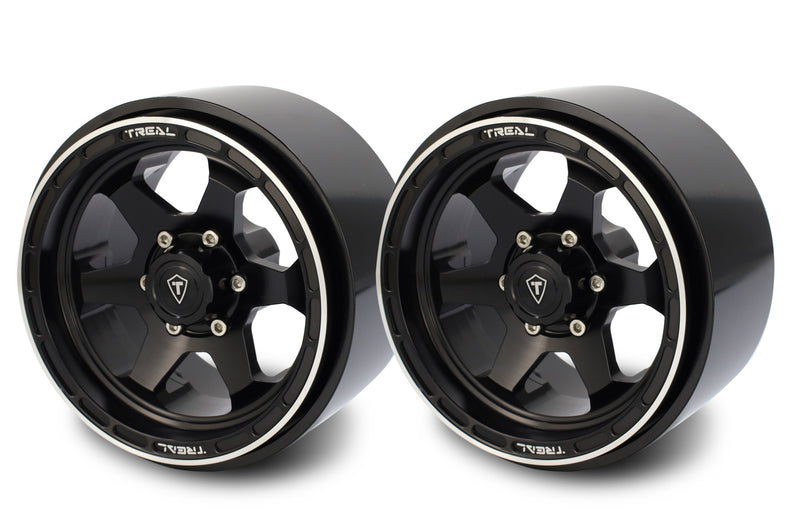 Treal Hobby (X0033ANCGJ) Black 2.9" CNC Machined Beadlock Wheels for SCX6 (1 Pair)