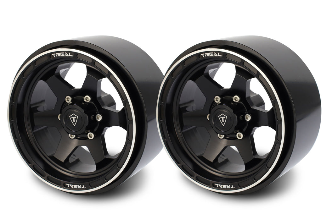 Treal Hobby (X0033ANCGJ) Black 2.9" CNC Machined Beadlock Wheels for SCX6 (1 Pair)
