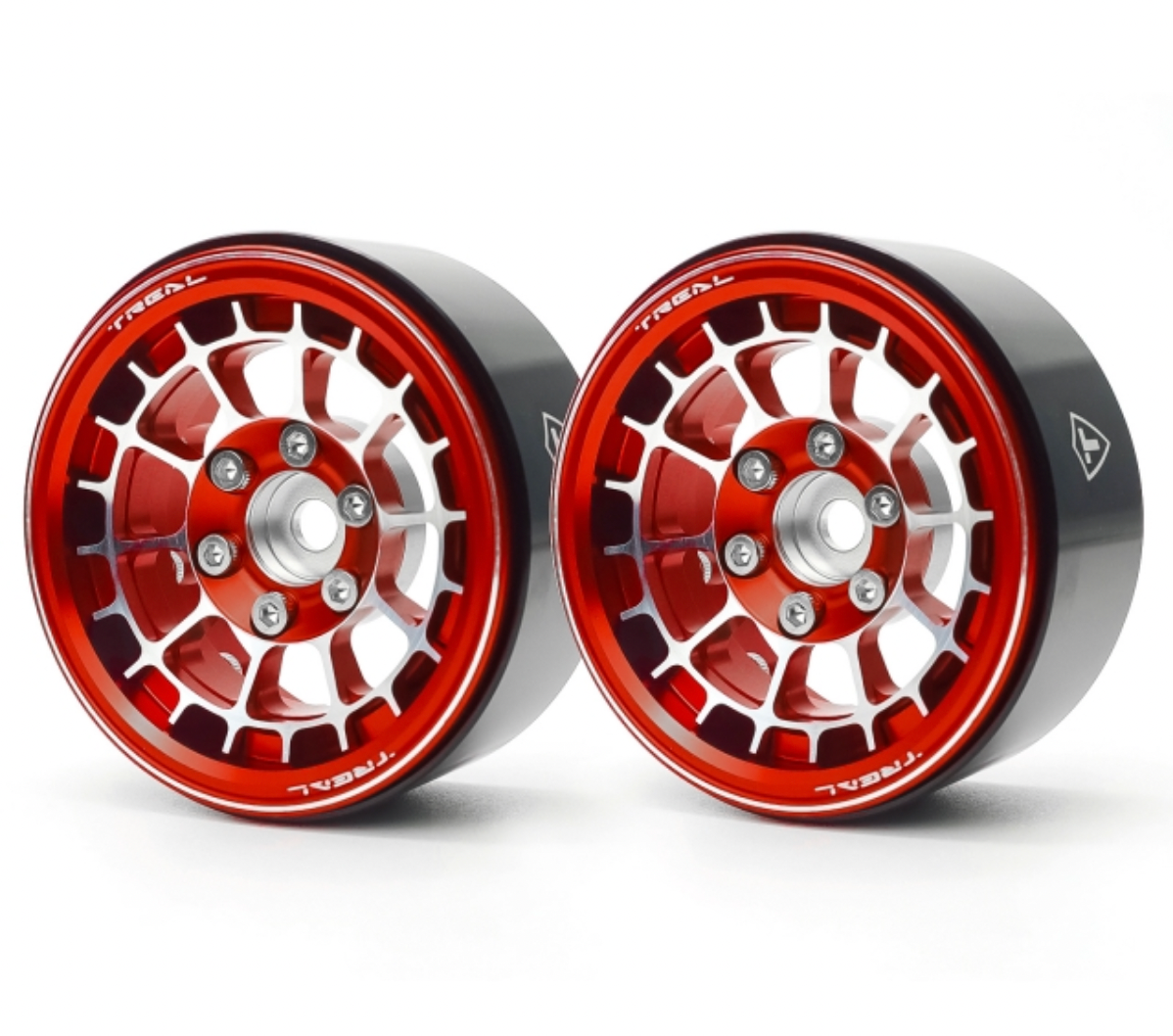 Treal Hobby (X0033DK10B) Red Aluminum 1.9" Beadlock Wheels Type A (1 P