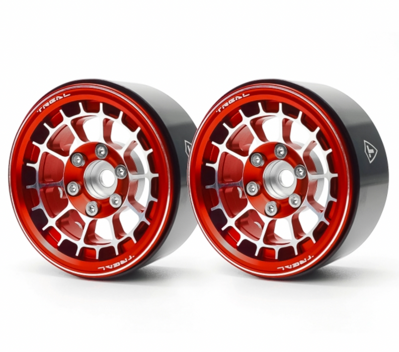 Treal Hobby (X0033DK10B) Red Aluminum 1.9" Beadlock Wheels Type A (1 Pair)