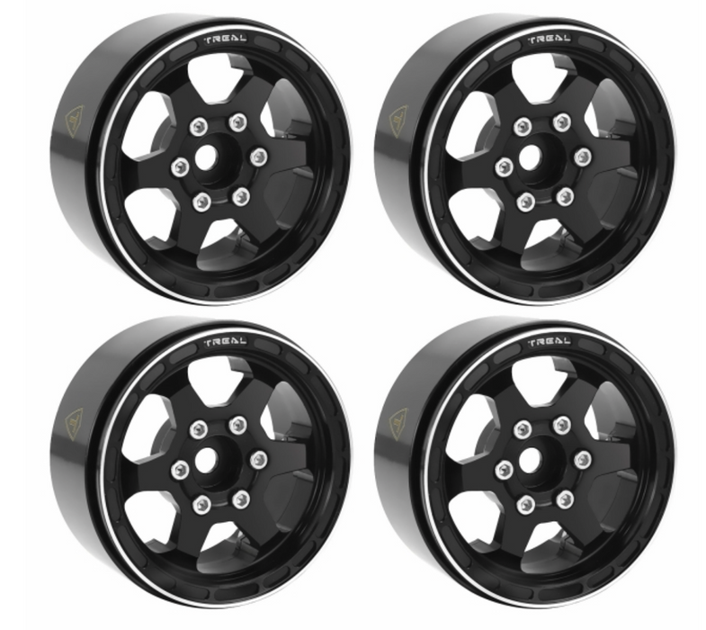 Treal Hobby (X0037KUBK5) 1.9" Black Concave Six Spoke Beadlock Wheels Set of 4