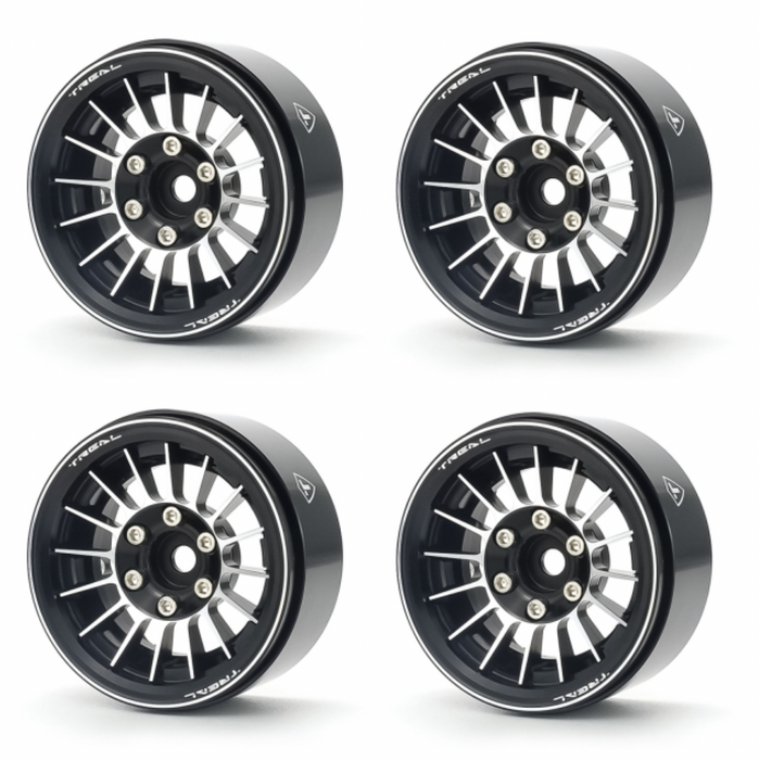Treal Hobby (X0039J7RAV) Black Aluminum 1.9" Beadlock Crawler Wheels Type J (Set of 4)