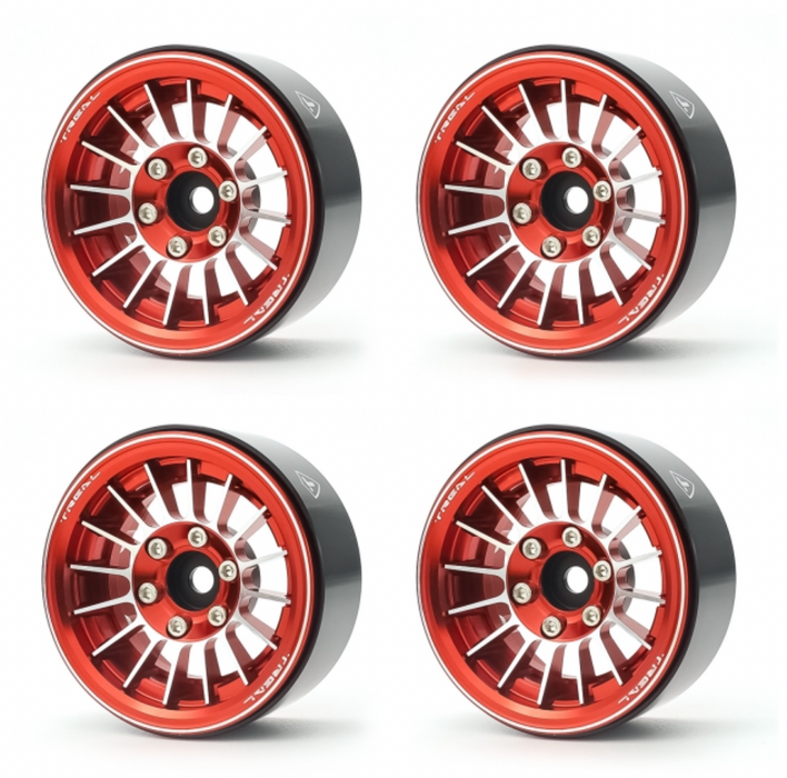 Treal Hobby (X0039J93CV) Red Aluminum 1.9" Beadlock Crawler Wheels Type J (Set of 4)