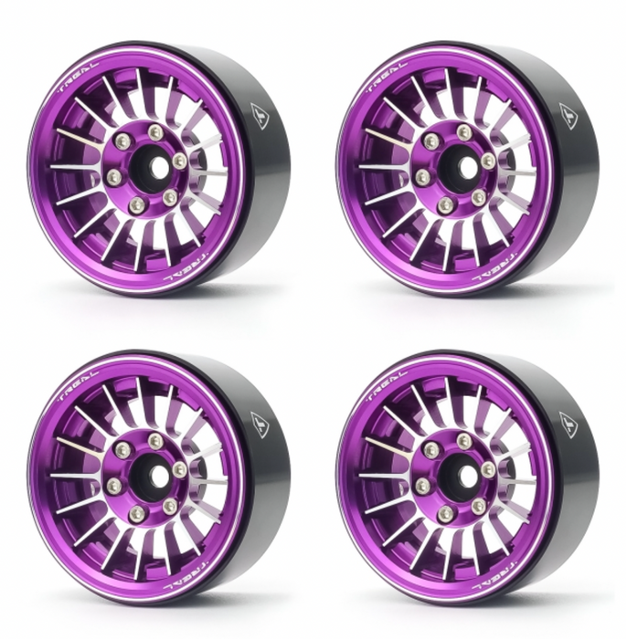 Treal Hobby (X0039J97MR) Purple Aluminum 1.9" Beadlock Crawler Wheels Type J (Set of 4)