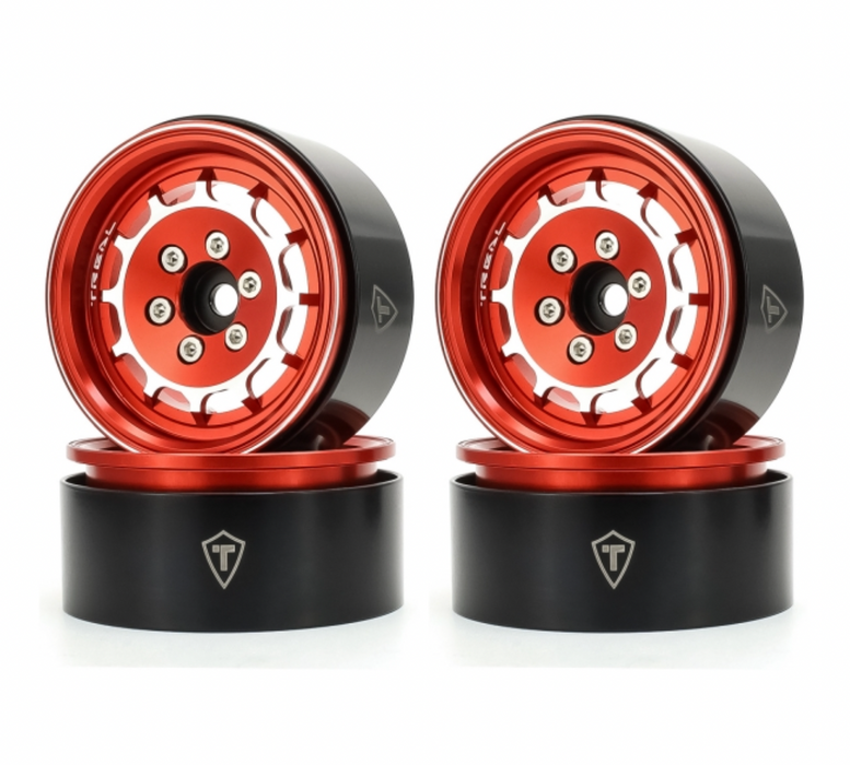 Treal Hobby (X003CRK8LZ) Red Aluminum 1.9" Beadlock Wheels Type M (Set of 4)