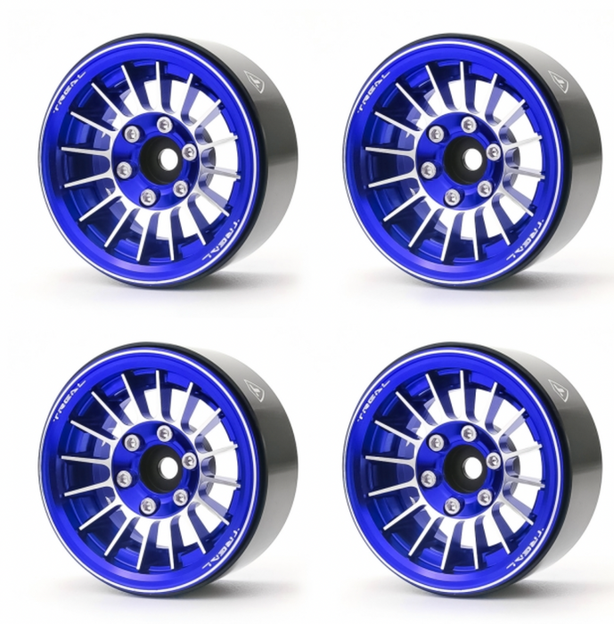 Treal Hobby (X003DQEE9R) Blue Aluminum 1.9" Beadlock Crawler Wheels Type J (Set of 4)