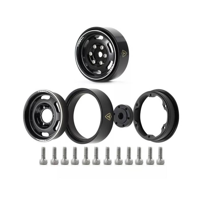 Treal Hobby (X003GZ9MUL) 1.0" Black Aluminum Beadlock Wheels Type E Set of 4