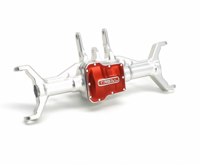 Treal Hobby (X003KV098Z) Silver/Clear Aluminum Front Axle Housing with Red Diff Cover for TRX-4m