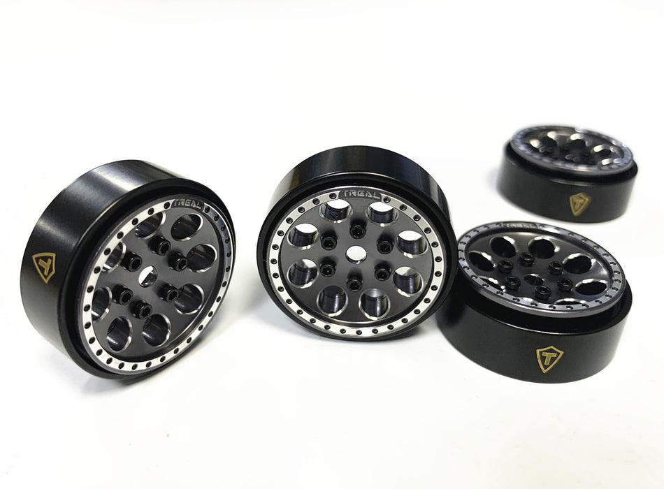 Treal Hobby (X002P8XKPD) Gray 1.0" Beadlock Wheels Brass Rings (22g) SCX24 and 1/24 Crawlers 4 Pack